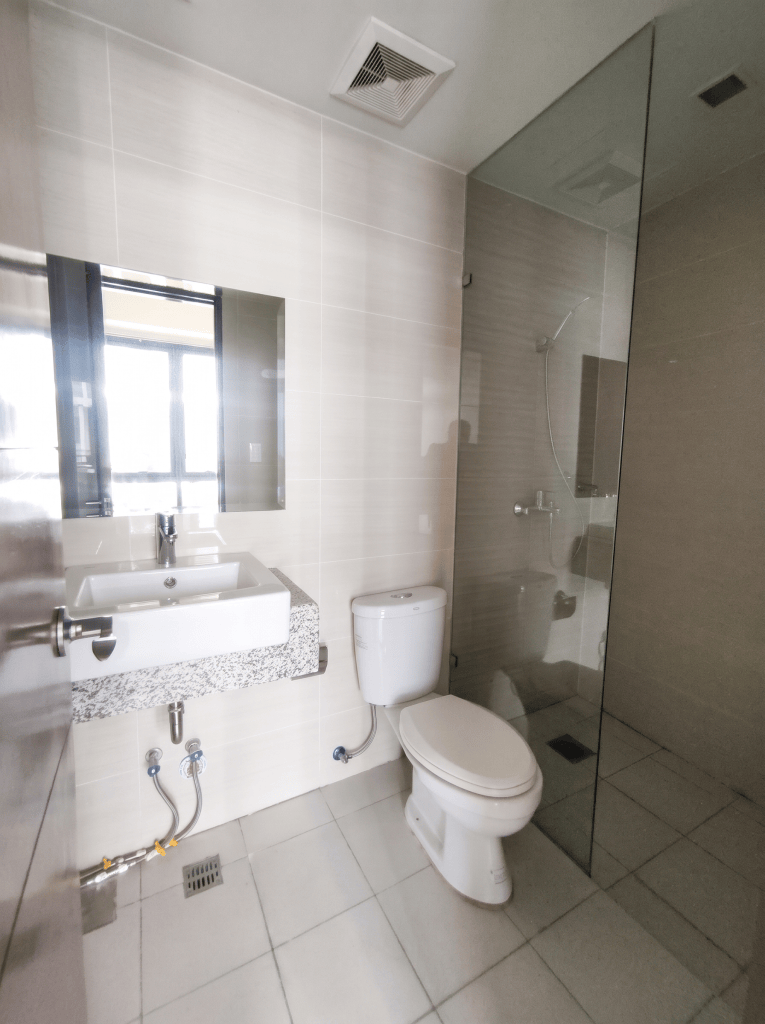 Second bathroom with frameless glass shower, The Florence McKinley Hill