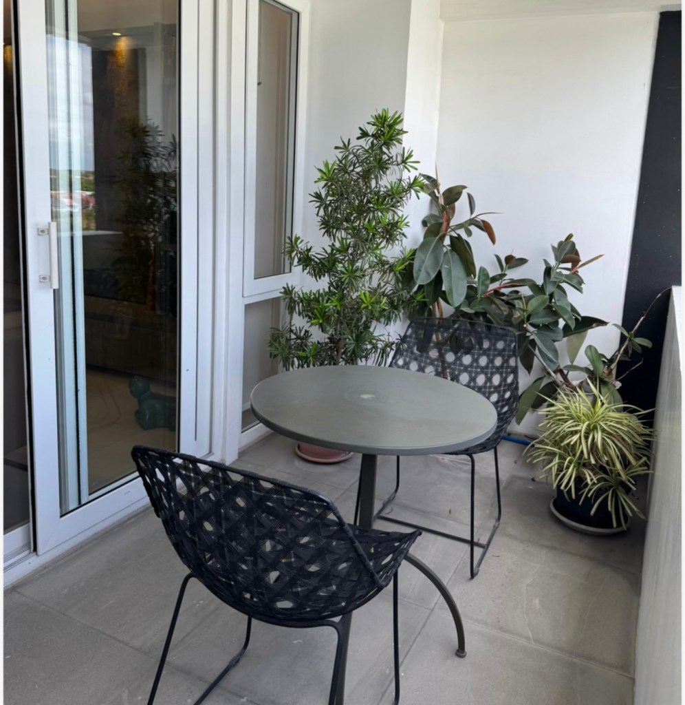 Private balcony of a renovated 1-bedroom unit at The Mondrian Residences, Alabang