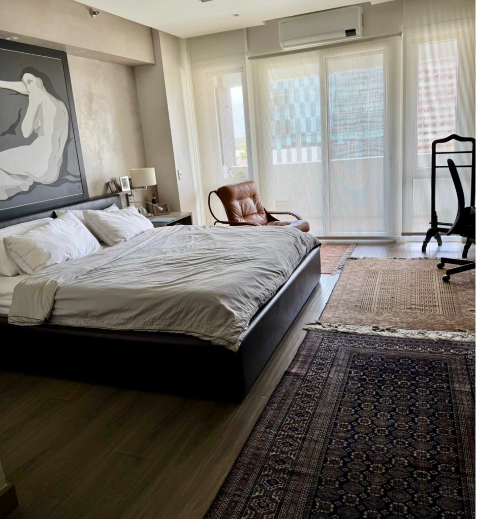Master bedroom opening to its own balcony at The Mondrian Residences, Alabang